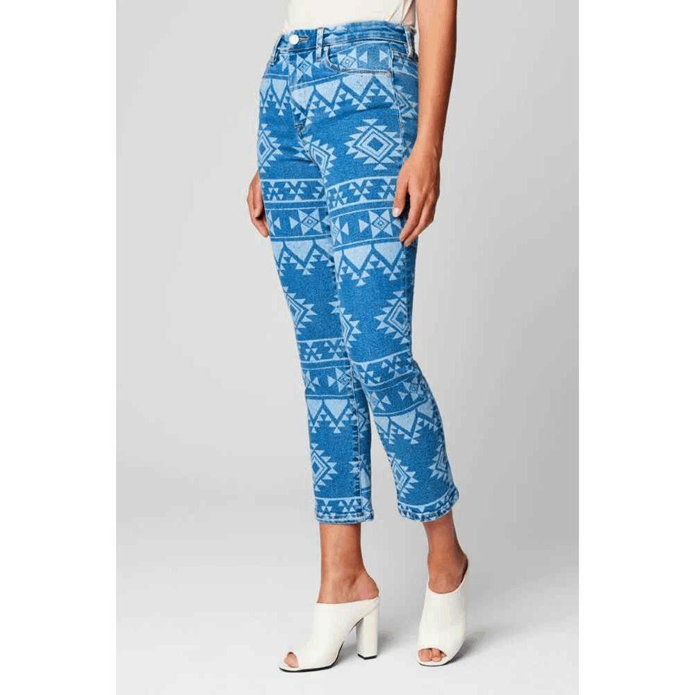Blank NYC Aztec Print Crop Jeans Size 24 NWT Blue Boho - Picture 3 of 7